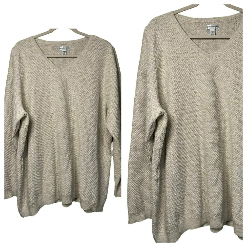 Croft & Barrow Ladies V Neck Long‎ Sleeve Shimmer Blouse Size 2X